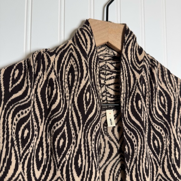 MOTH Anthropologie The Eyes Have It Brown And Cream Open Knit Cardigan Size M - Picture 3 of 10